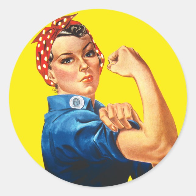 Rosie the Riveter, wir können es schaffen! Runder Aufkleber (Vorderseite)
