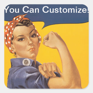 Rosie the Riveter Wir können es tun! Ihr Text hier Quadratischer Aufkleber