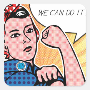 Rosie the Riveter Wir können es tun! Pop Art Dots Quadratischer Aufkleber