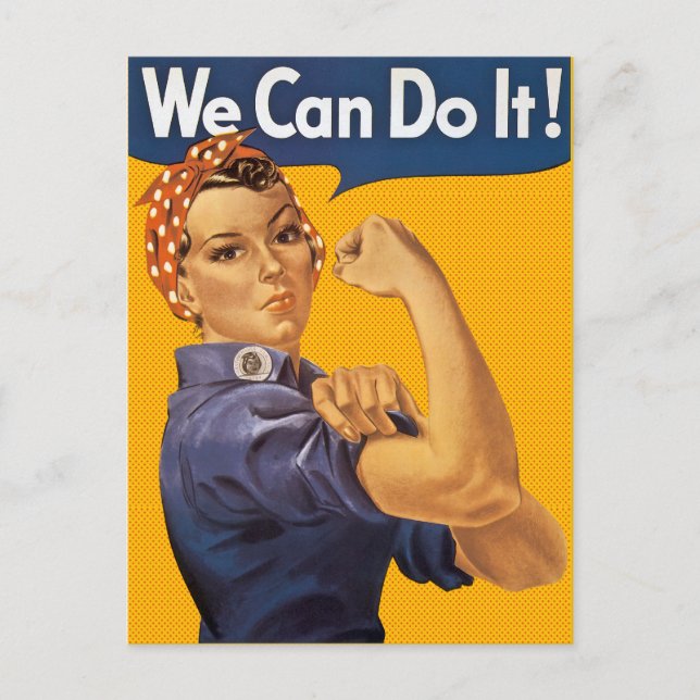 Rosie the Riveter wir können es tun Red Polka Dots Postkarte (Vorderseite)