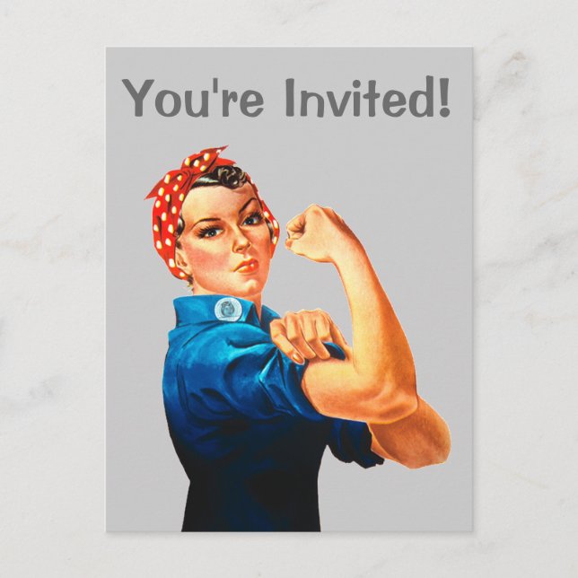 Rosie The Riveter WWII Poster Einladungspostkarte (Vorderseite)