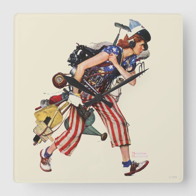 Rosie to Rescue Quadratische Wanduhr (Vorderseite)