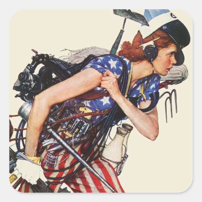 Rosie to Rescue Quadratischer Aufkleber (Vorderseite)