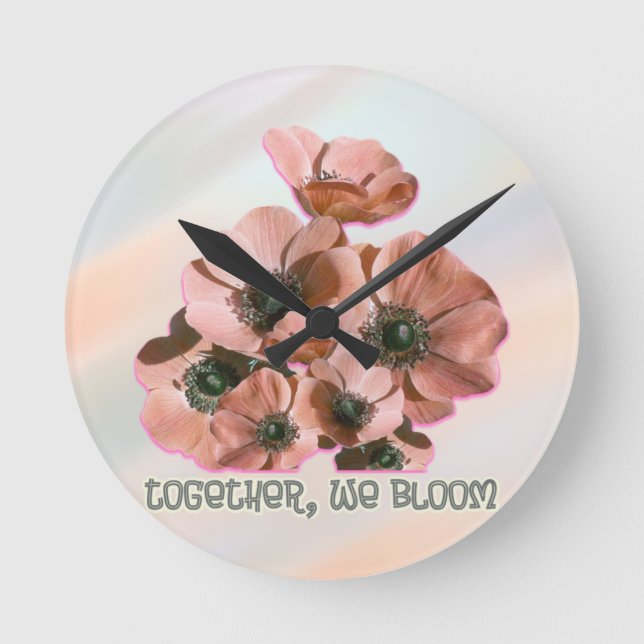 rosige Blumenkunst Runde Wanduhr (Vorderseite)