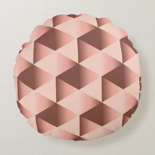 Rosige Geometrie: blasses abstraktes Motiv. Rundes Kissen