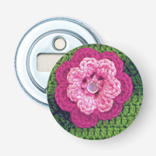 Rosige rosa Blumen-natürlicher grüner Flaschenöffner