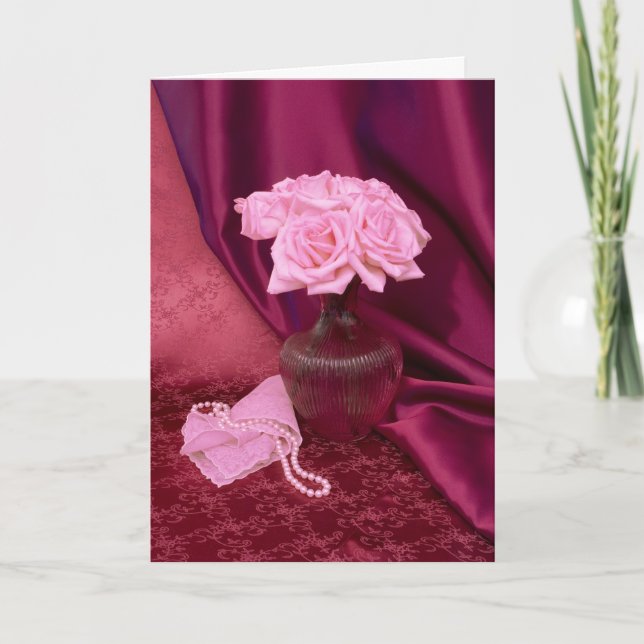 Rosige Rose I Feiertagskarte (Vorderseite)