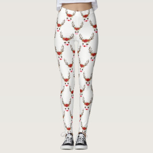 Rosige Wangen Goldene Augen Florales Rentier Weihn Leggings
