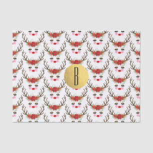 Rosige Wangen Goldene Augen Florales Rentier Weihn Seidenpapier