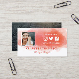 Rosige Watercolor-Spritzen-Foto-sozial-Medien Visitenkarte