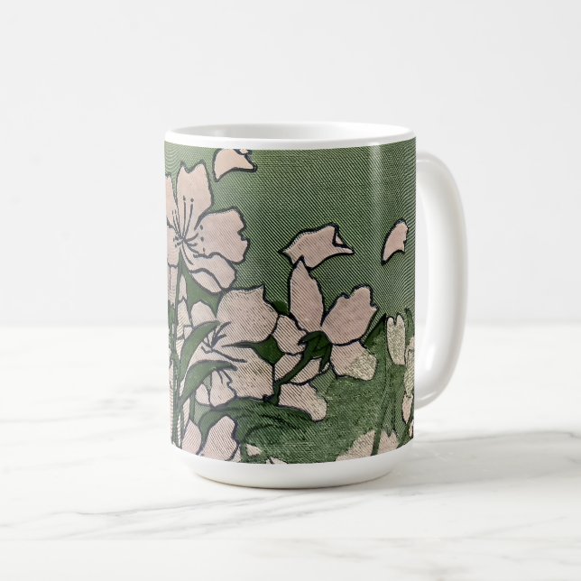 Rosiger Blüten Grün Kaffeetasse (VorderseiteRechts)