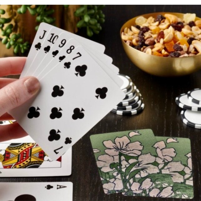 Rosiger Blüten Grün Spielkarten (Poker cards easy to shuffle, smooth card stock. Dimensions: 2.5" x 3.5”. 
)