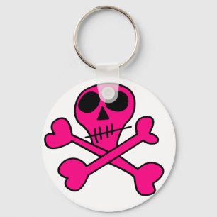 rosiger Totenkopf Schlüsselanhänger