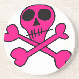 rosiger Totenkopf Untersetzer