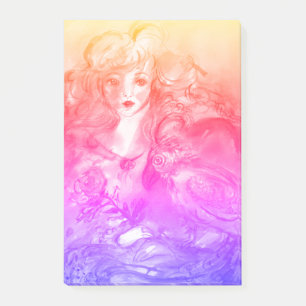 ROSINA/Young Girl mit Rose und Papagei Post-it Klebezettel