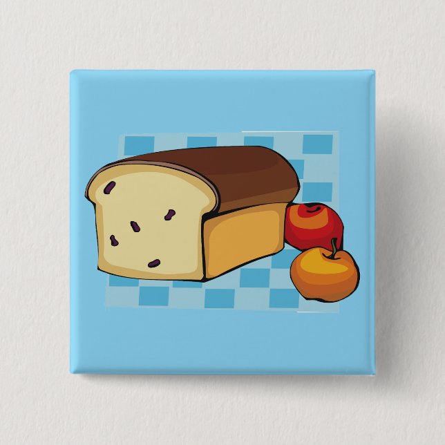 Rosinenbrotlaib und rote Äpfel Button (Vorderseite)