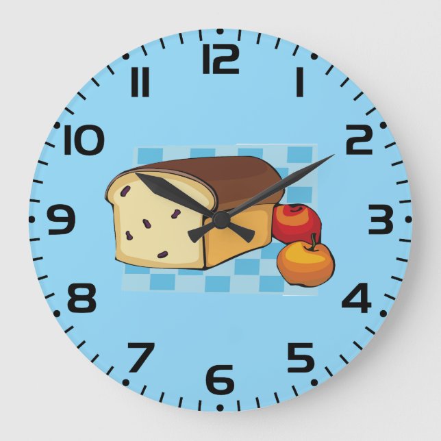 Rosinenbrotlaib und rote Äpfel Große Wanduhr (Vorderseite)
