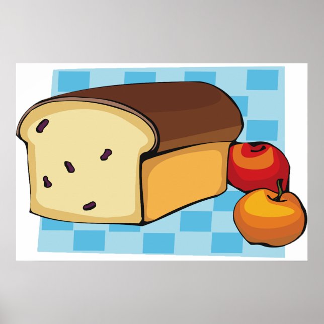Rosinenbrotlaib und rote Äpfel Poster (Vorne)