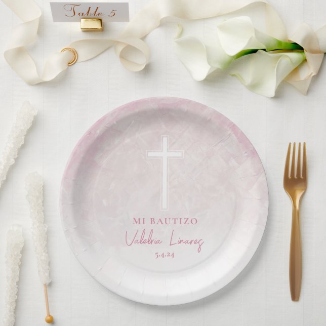 Rosita Pink Platos de Bautizo Teller (Hochzeit)