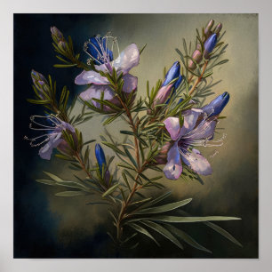 Rosmarin-Blumen-Kunstposter Poster