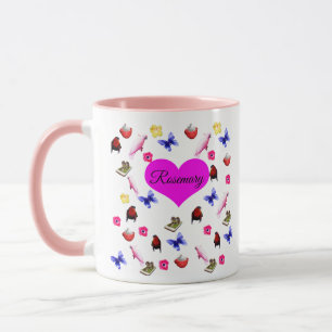 Rosmarin, Mädchenname, mit Bunnies, Schmetterlinge Tasse