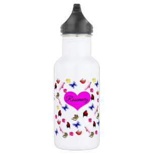 Rosmarin, Name mit Bunnies, Schmetterlinge, Vögel, Edelstahlflasche