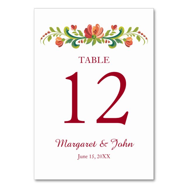 Rosmische Rot- und Rosa-Tischkarte Tischnummer (Rückseite)