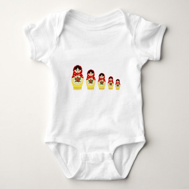 Rosrussisches Matryoshka-Nistpuppen Baby-Shirt Baby Strampler (Vorderseite)