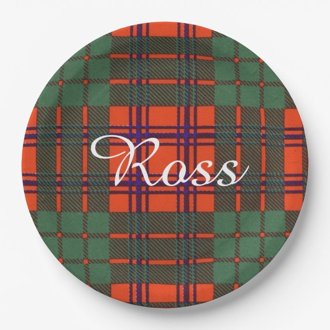 Ross-Clan karierter schottischer Tartan Pappteller (Vorderseite)