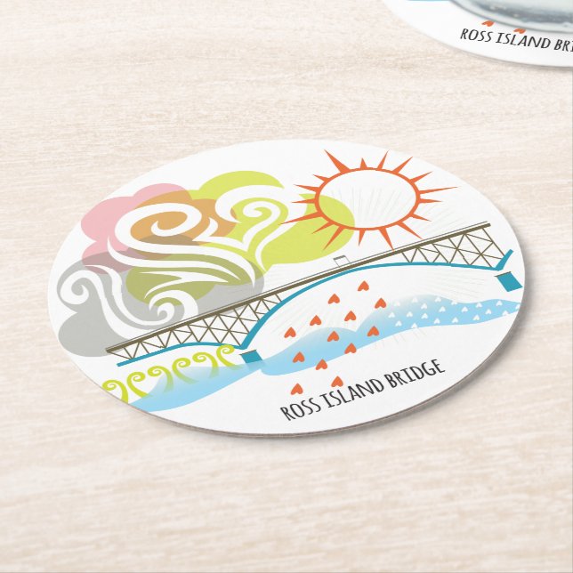 Ross-Insel-Brücken-Portland-Untersetzer Runder Pappuntersetzer (Angewinkelt)
