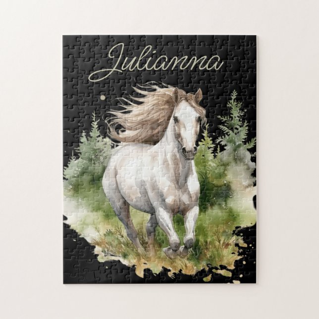 Ross Wasserfarbe Weißer Arabian Pferdepfeife Natur Puzzle (Vertikal)