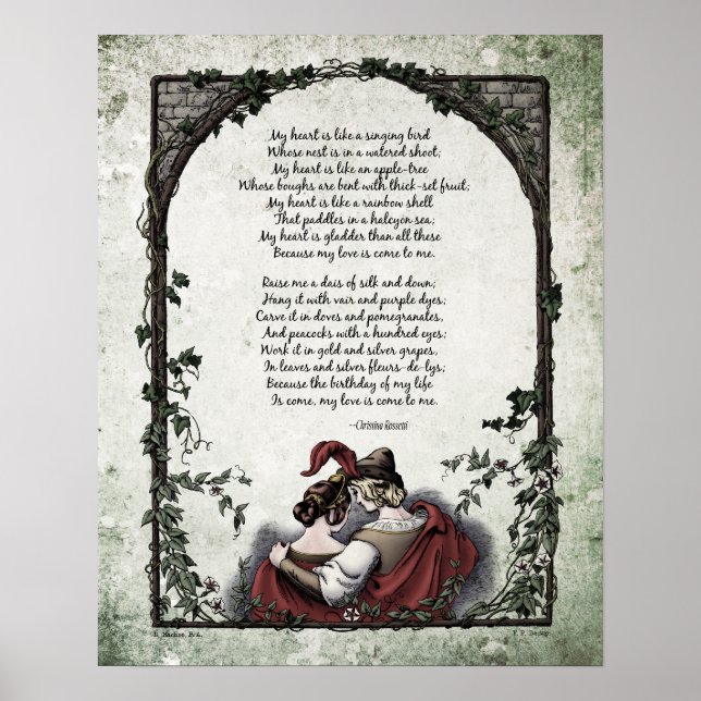 Rossetti "Liebe" Viktorianisches Kunstgedicht 16x2 Poster (Vorne)