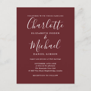 Rossholz Rosa Elegante Moderne Schrift Hochzeit Einladungspostkarte