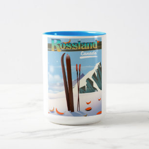 Rossland Kanada Reiseplakat. Zweifarbige Tasse
