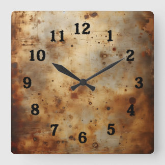 Rost auf Stahl Quadratische Wanduhr