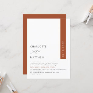 Rost, Burnt Orange, Fall Minimalistische Hochzeit  Einladung