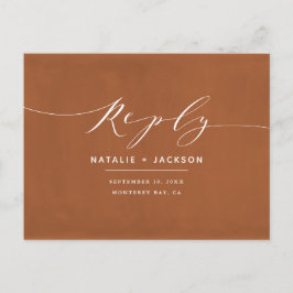 Rost + elegante weiße Hochzeitsantwort Postkarte