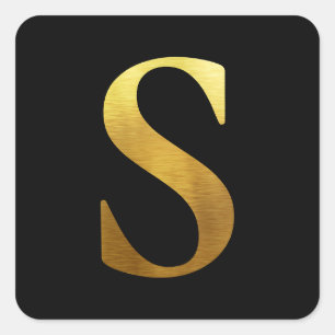 Rost-Metall-Gold-Monogramm S Schwarz Quadratischer Aufkleber