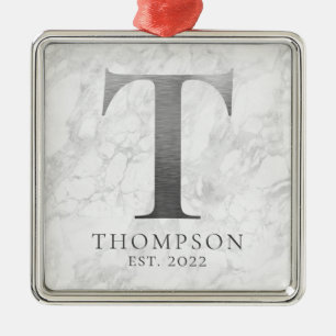 Rost-Metall-Silber-Monogramm T-Marmor Ornament Aus Metall
