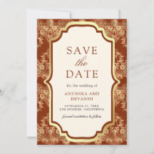 Rost Orange Goldspitze Indische Hochzeit