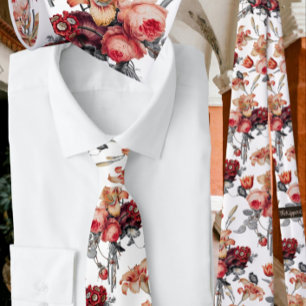 Rost Pfirsich Vintage Blumen Krawatte
