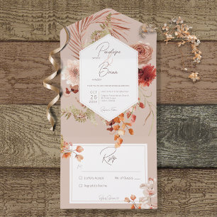 Rost Rot Herbst Boho Blumenrahmen Rosenrot Keine D All In One Einladung