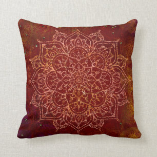 Rost-rotes Mandala-Goldbezauberndes modernes Chic Kissen