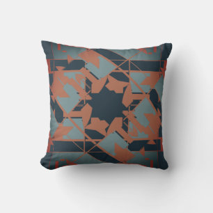 Rost-Schieferblau-Navy-Mittelmeer-Blumenmuster Kissen