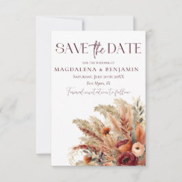 Rost Terracotta Fall Driven Florals Pampas Grass Save The Date