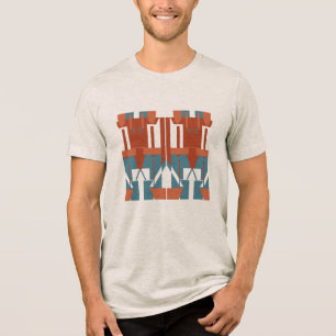 Rost Terrakotta Blau Mediterran inspiriert Klein Tri-Blend Shirt