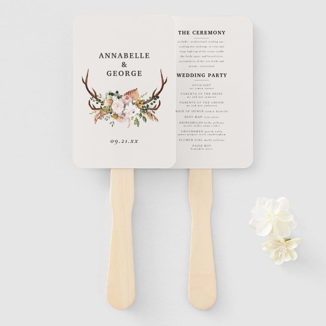 Rost-Terrakotta-Blumenopink-Chic Fächer (Vorne und Hinten)