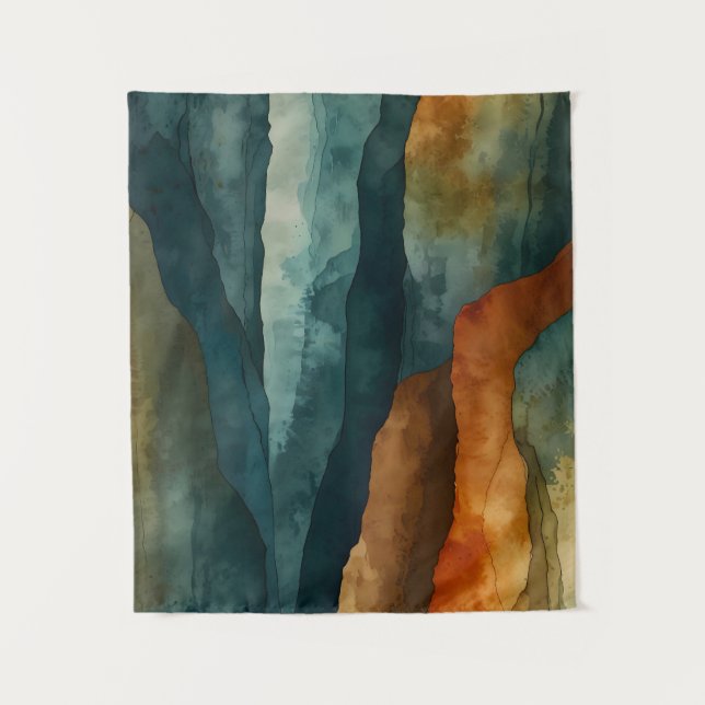 Rost und Aquamarin Wandteppich (Vorderseite)