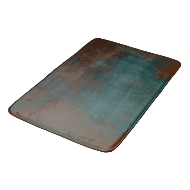 Rost und Aquamariner Marmor abstrakt Badematte (Schrägansicht)