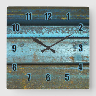 Rost und Blau, rostfrei, verwittert, rostet Quadratische Wanduhr